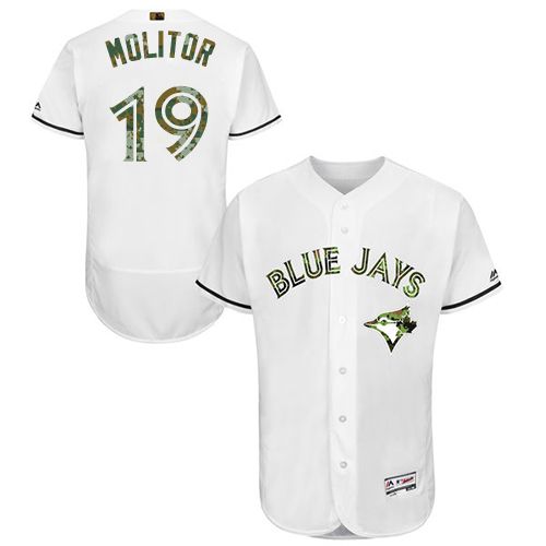 Blue Jays #19 Paul Molitor White Flexbase Authentic Collection Memorial Day Stitched MLB Jersey